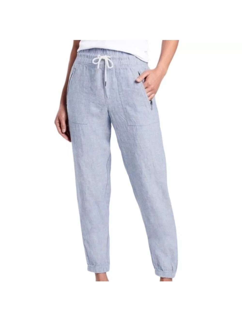 Athleta Blue Cabo Pull on Linen Jogger Size 12